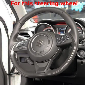 

D Shape Car Steering Wheel Cover Volant PU Leather For Suzuki Swift 2019 Braid on the Steering-wheel Auto Car Accessories