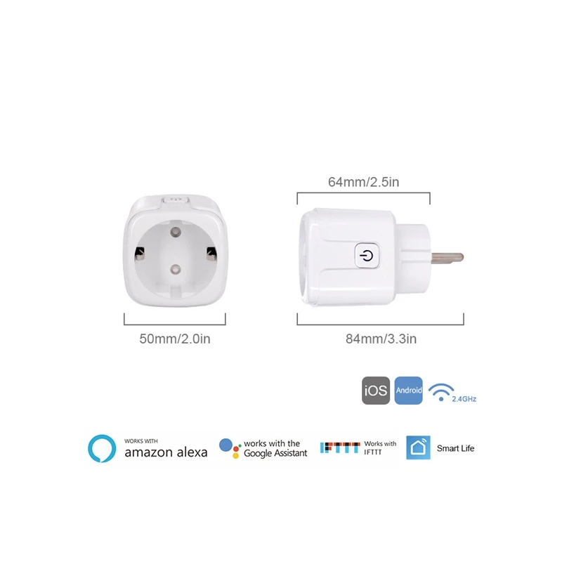 Smart Socket WiFi Wireless Remote Control Socket Adaptor Power ON/OFF with APP for Alexa Google Assistant EU Plug