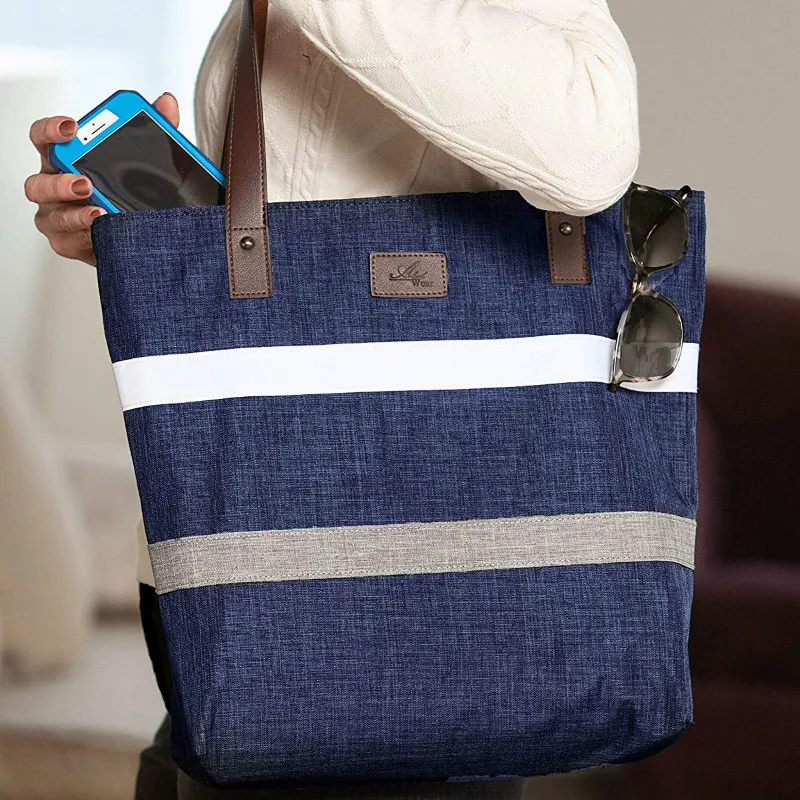 

Casual Canvas Bag Women Portable Tote Shoulder Shopping Bags Multifunction Reusable Shopping Canvas Pack Canvas Bag Zipper
