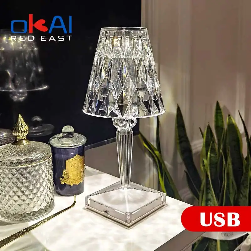 

Crystal Diamond Table Lamp Modern Fashion Simple Night Light USB Charging Romantic Gift Night Light Bedside Crystal Lamp