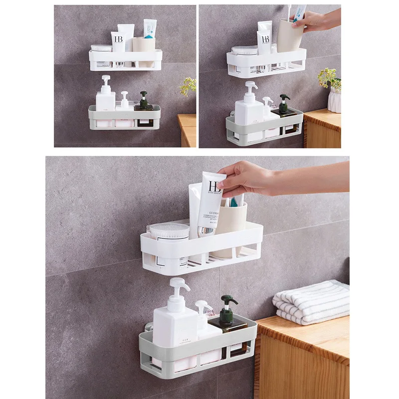 

3 Colors Space Wall Corner Shower Shelf Bathroom Shampoo Holder Kitchen Storage Rack Organizer Accessories