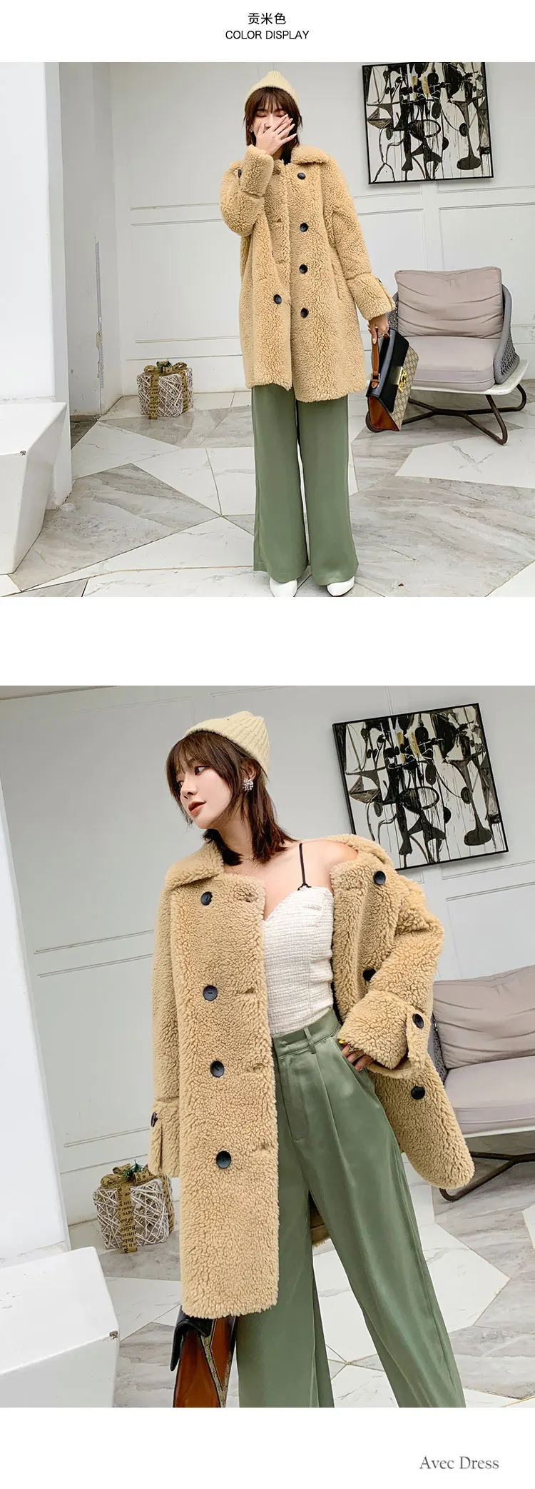 adohon Women Coat Casual outerwear winter clothing Ladies fashion warm woolen Long Jackets female elegant Double Breasted