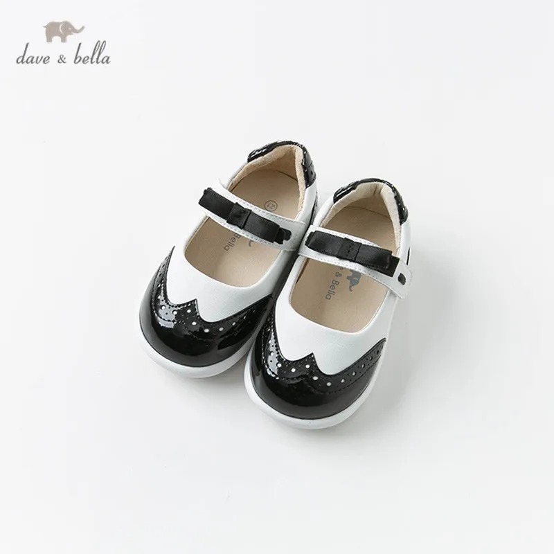 Кожаная обувь для маленьких девочек DB11885 Демисезонная с бантом принцессы | Мать и