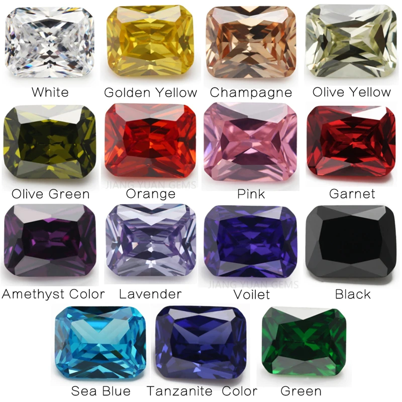 

1PCS Per Colors Total 15pcs Size 4x6mm ~ 10x12mm Octangle Shape Loose Cubic Zirconia Stone