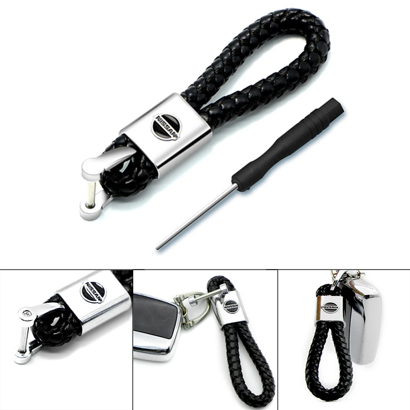 

1pcs Car Decoration Braided rope Keyring Buckle Pendant Keychain for Nissans Nismo X-trail Almera Qashqai Tiida Teana accessorie