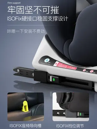 Детское безопасное автомобильное сиденье с поддержкой интерфейса Isofix, зимнее, подходит для возраста от 0 до 12 лет, откидное сиденье с поворотом на 360 градусов
