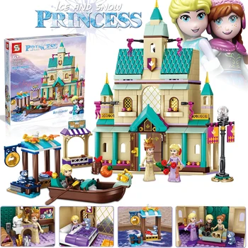 

Snow Queen Village Magic Ics House Building Blocks Princess Anna Elsa Figures Model Compatible 41167 41168 Friends