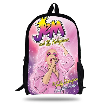 16 Inch Cartoon Jem Printing Backpack Set For Children School Bags Colorful Teenage Girls Laptop Bookbag Daily Travel Rucksack