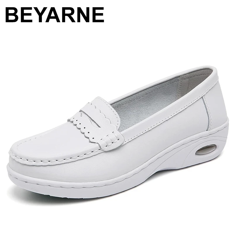 Beyarne zapatos informales enfermera, mocasines cálidos de piel, suaves y ligeros, para y planos de mujer| - AliExpress