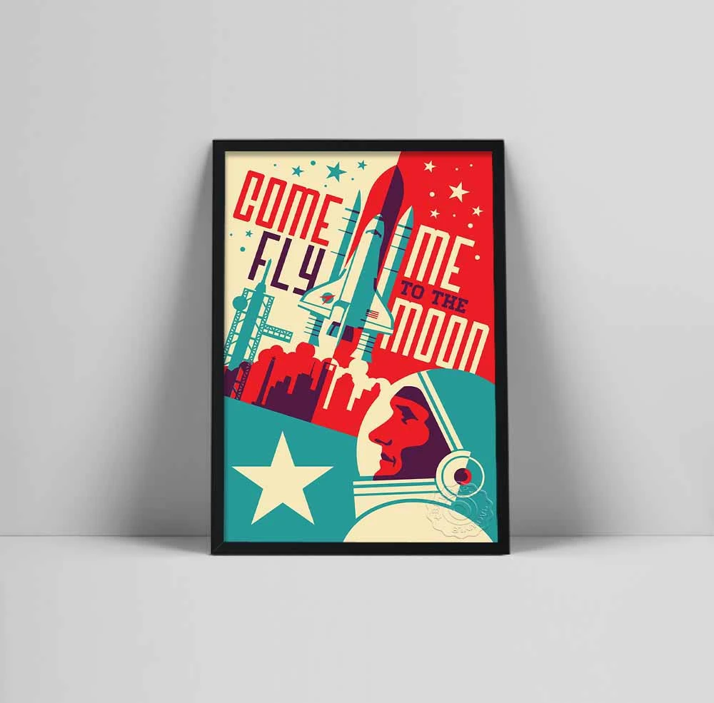 houston texas space city canvas painting fly me to the moon vector modern art prints and posters wall pictures for home decor painting & calligraphy aliexpress houston texas space city