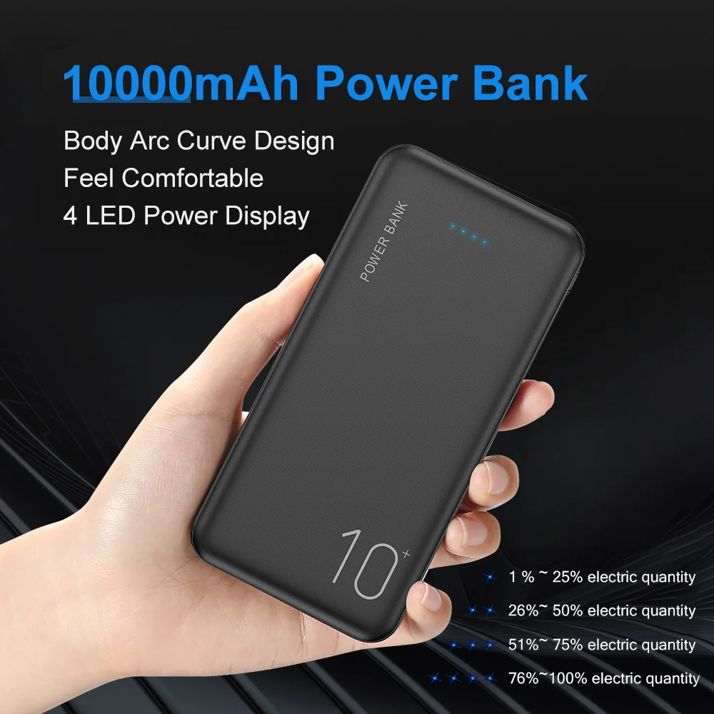 RAXFLY 10000 мАч power Bank для всех мобильных телефонов Dual USB портативный зарядный внешний