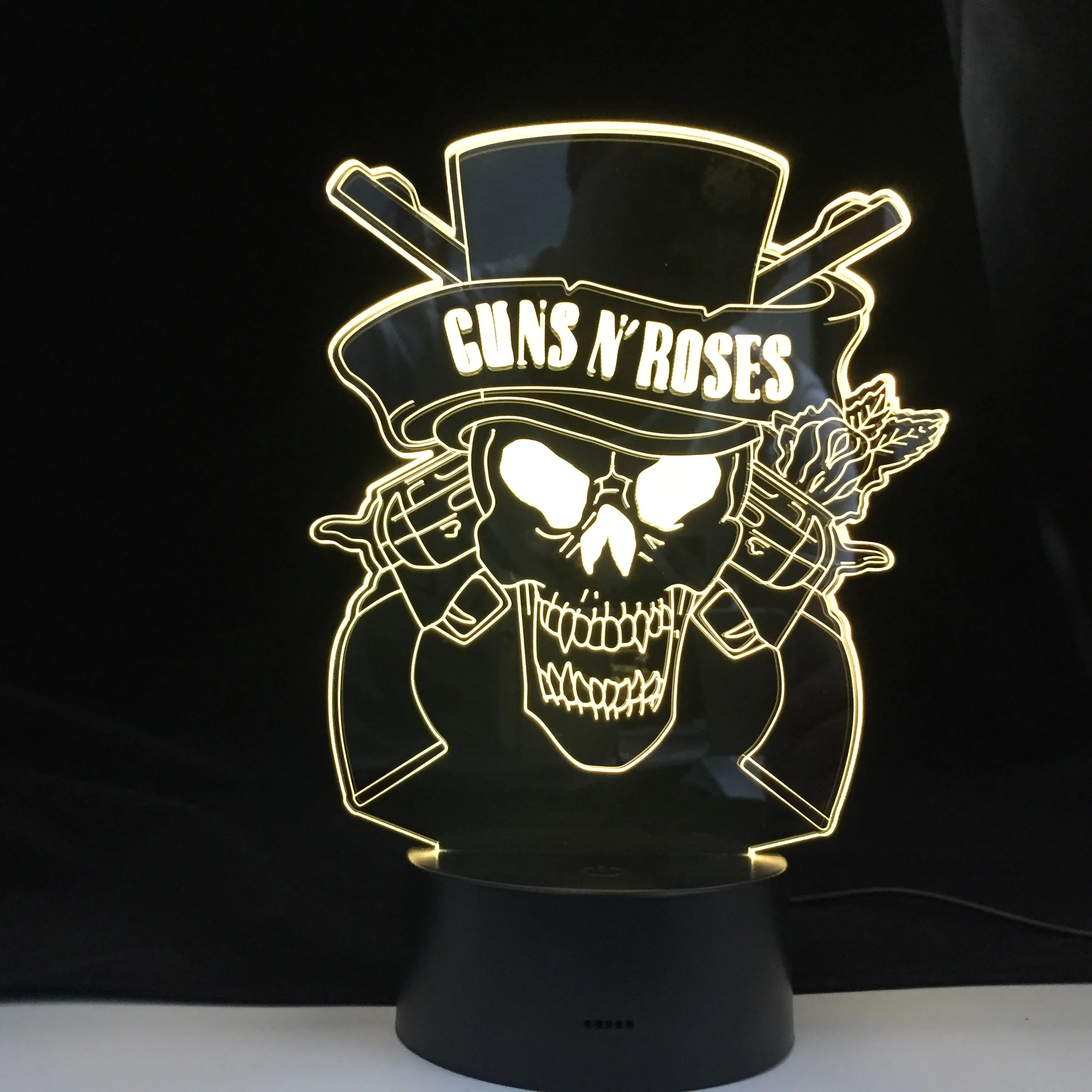 Пистолеты N' Roses 3D ночника Usb сенсорный Сенсор подходит для лампы подарок фанов