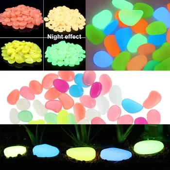 

100pcs Garden Decor Luminous Stones Glow In Dark Decorative Pebbles Outdoor Fish Tank Decoration Pebble Rocks Aquarium