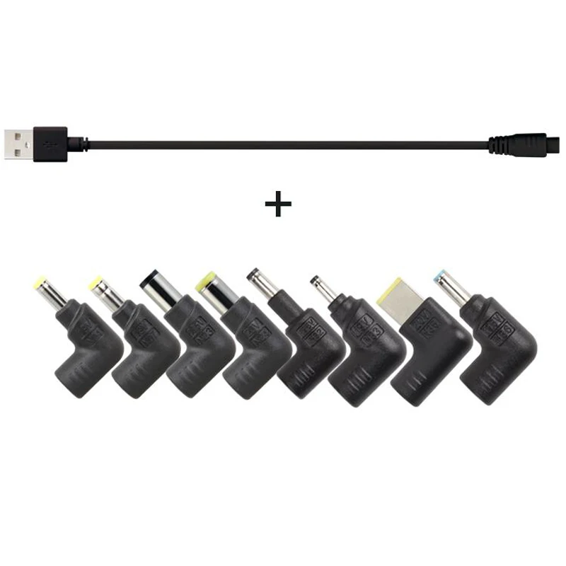 

LVSUN USB to 3 pin DC cable USB-3pin + 8 DC tips Connectors N04 N07 N23 N24 N32 N33 N35 N36 For Most of Laptop Charge Charging