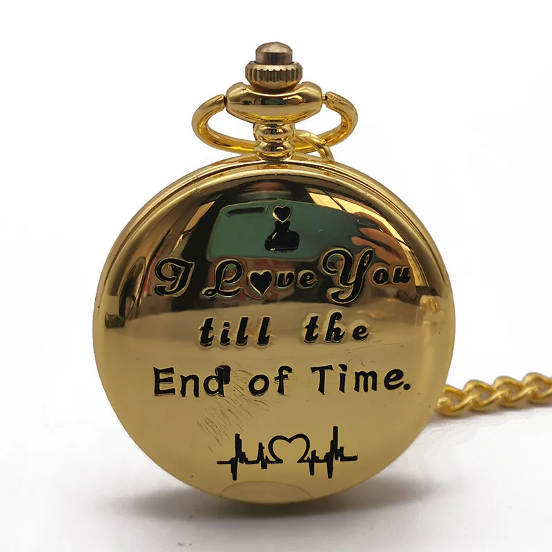 Reloj de bolsillo personalizado para hombre y mujer, regalo de amor, cadena Fob, regalo para esposa y marido