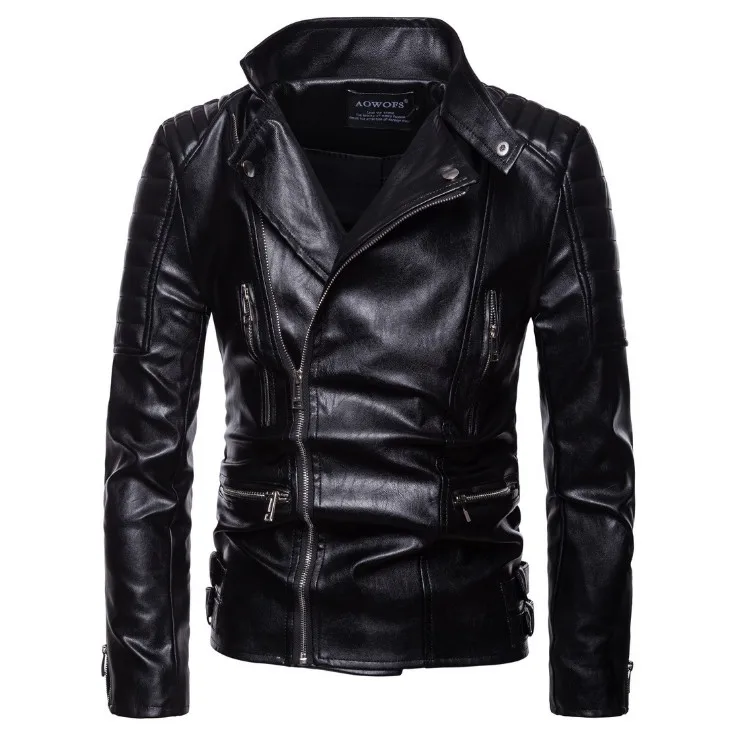 

Novel New Autumn Motorcycle Leather Jacket Men Fashion Zippers Design Biker Jacket Male Casual Coat Jaqueta De Couro Masculina