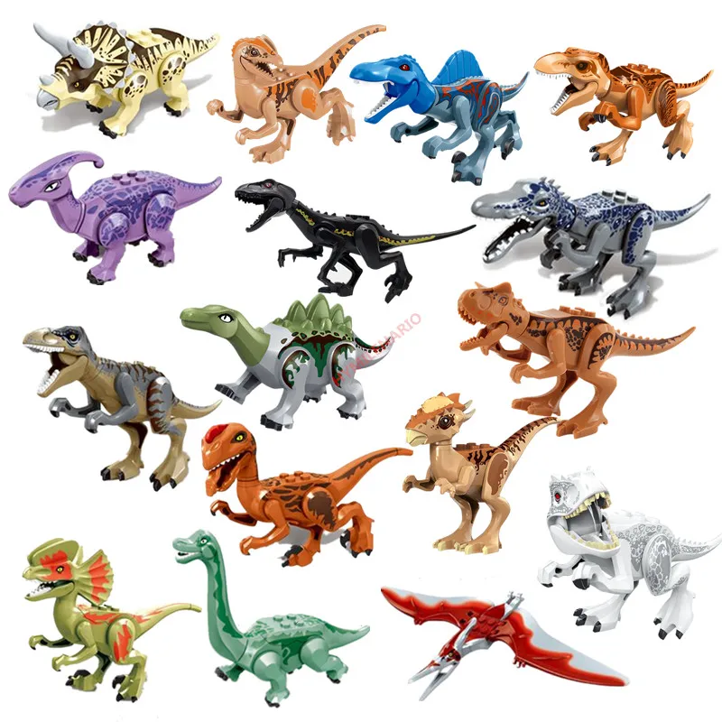 16 шт. Парк Юрского Периода Динозавры овраптор indominius Rex Baryonyx Triceratops строительные