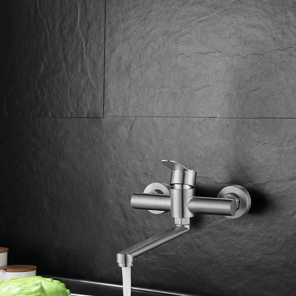 Dofaso Kitchen Single Cold Hot Faucet 304 Stainless Steel Wall