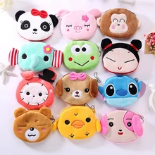 Porte monnaie à fermeture éclair pour filles, en peluche douce, Panda, chien, lapin, singe, dessin animé, Mini, mignon, porte monnaie, câble USB, porte clés