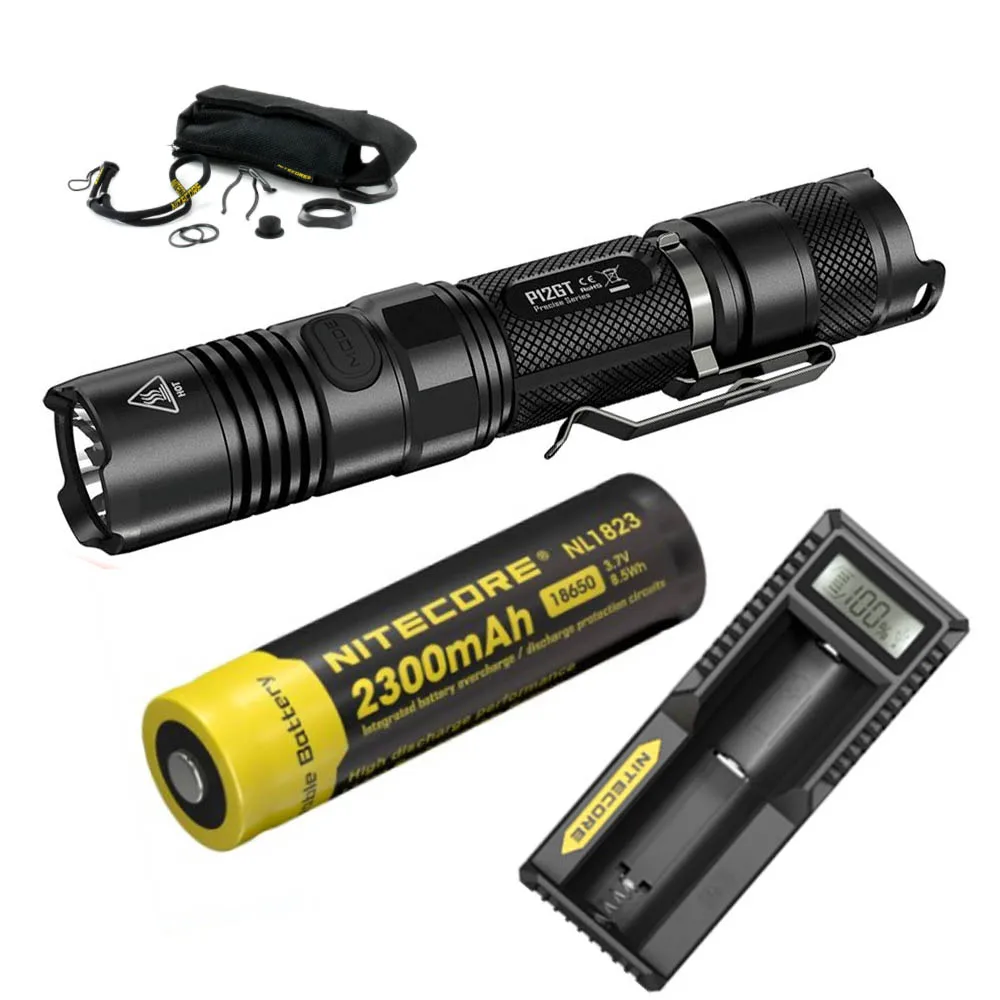 NITECORE P12GT светодиодный тактический вспышки светильник CREE XP-L HI V3 Светодиодный max 1000 люмен луч расстоянии 320 метр портативный фонарь поисковый спасательный светильник - Испускаемый цвет: P12GT NL1823 UM10