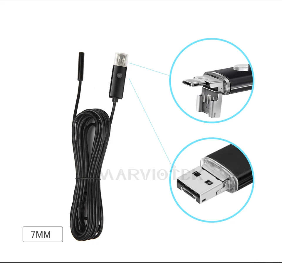 Эндоскоп 7 мм объектив Android USB эндоскоп камера HD 1/m/2 m/5 m/10 m Змеиный кабель Borescopes для Android телефона и ПК для ремонта автомобиля