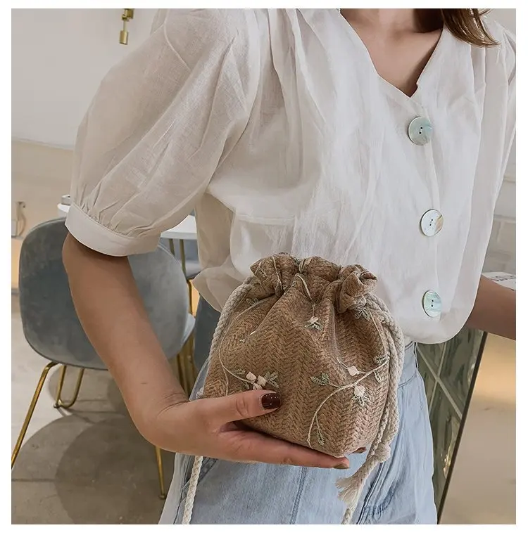 Mini Straw Travel Bag for Female 2021
