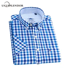 Хлопок черная клетчатая рубашка мужские рубашки Новая Летняя мода Chemise Homme мужская клетчатая рубашка подходит с коротким рукавом топы YN10305