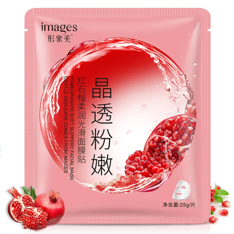 pomegranate Natural Sheet Masks Moisturizing Oil Control Natural Essence Hyaluronic Acid Whitening Facial Mask Plant Facial Mask Skin Care - Цвет: pomegranate