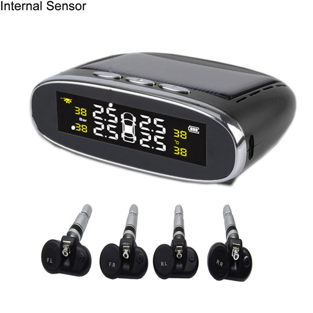Солнечный цифровой ЖК-дисплей Авто TPMS монитор давления в шинах охранная сигнализация