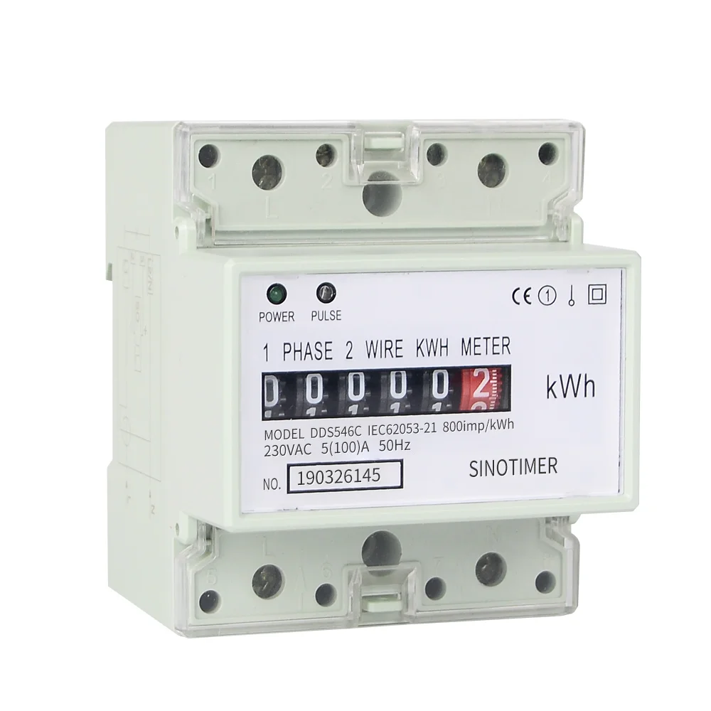 전기 단상 2선 AC 220V 100A 에너지 미터 kWh 카운터 소비 아날로그 전기 전력계 가정용 Din 레일