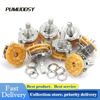 

2PCS/LOT RS25 4P3T Potentiometer With Switch Shaft Panel Mount 4 Pole 3 Position Rotary Switch Selector Band