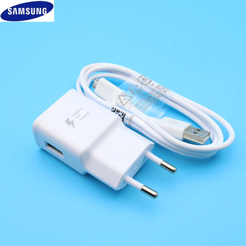 Сетевое зарядное устройство Samsung Galaxy S6 S7 edge 9 В 1 67 А 150 см 2 кабель micro usb для J3 J5 J7 Note 4
