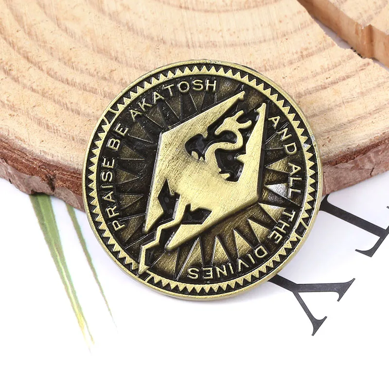 Игра Skyrim онлайн Elsweyr монета брелок древняя бронза The Elder Scrolls Дракон логотип брелок с коробкой для мужчин и женщин Коллекция