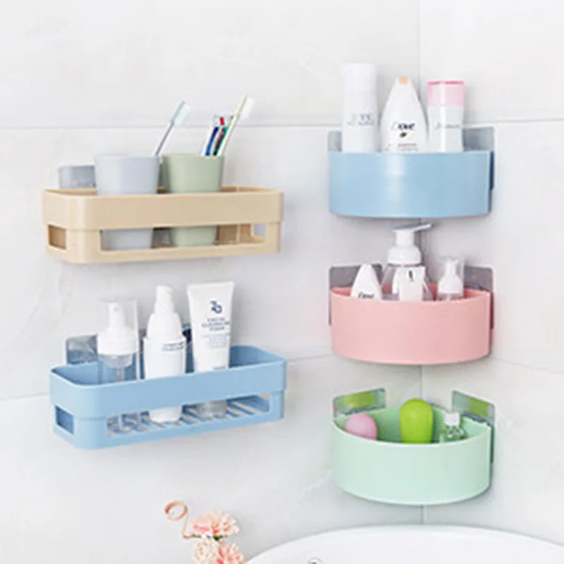 

Hole-Punched Bathroom Storage Shelf Plastic Toilet Bathroom Washbasin Sucker Wall Hangers Bathroom Storage Rack