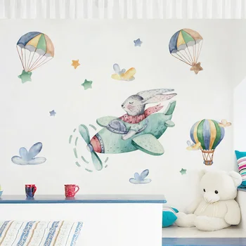 

Rabbit Airplane Travel Wall Sticker Children Bedroom Home Decoration QT1631