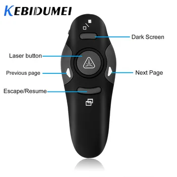 

Kebidumei 2.4 GHz USB Wireless Presenter With Red Laser Pointers Pen RF Remote Control PPT Powerpoint Presentation High Quality