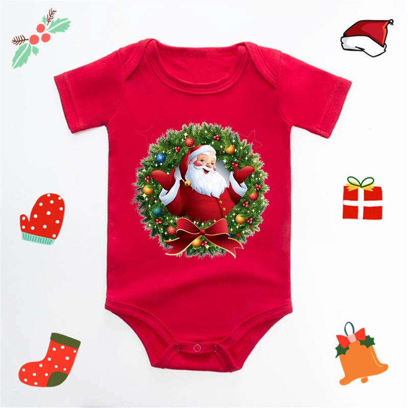 Боди для младенцев с надписью &quotMerry Christmas" "Санта" милая Новогодняя одежда