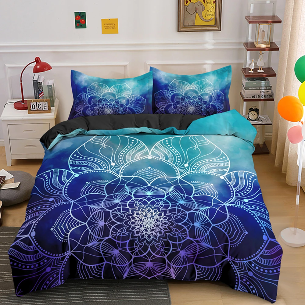 Boho Psychedelic Mandala Design Luxury King Bedding Set 2/3PCS With Pillowcase Duvet Cover Queen Comforter Sets Home Textile