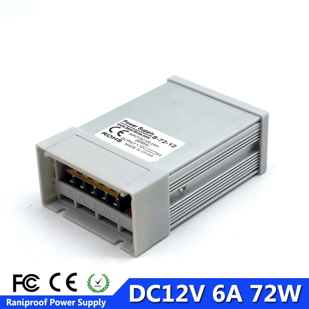 Непромокаемые Питание 12VDC 72W фары для 110V 220V переменного тока в постоянный DC12V