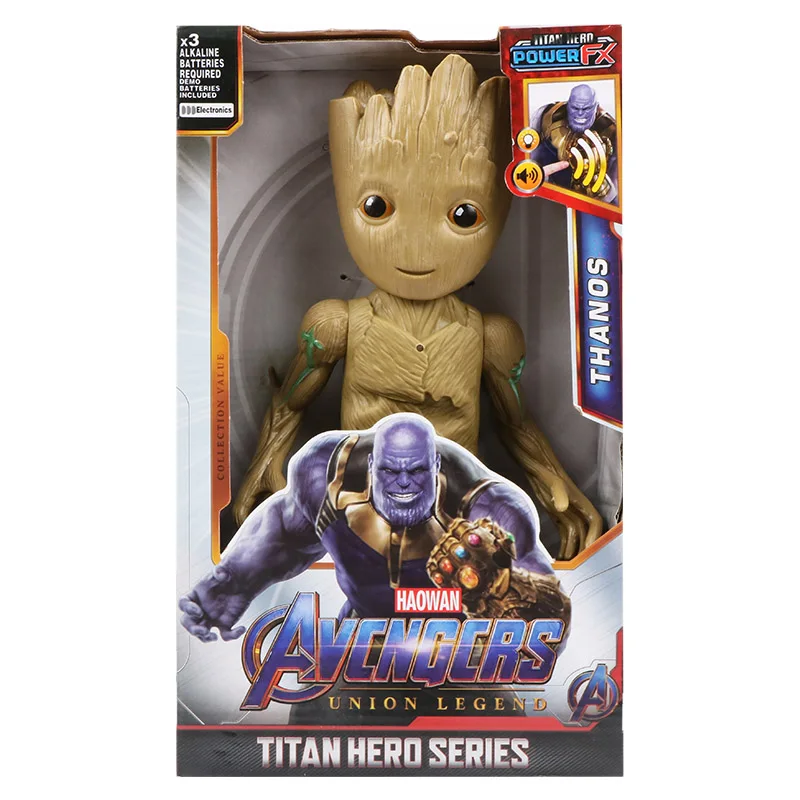 Groot with box 12 ''/30 см Marvel Мстители Веном Бэтмен флэш Супермен Человек Паук танос Халк Железный человек Тор Росомаха фигурка игрушки детские подарки - Цвет: Groot with box