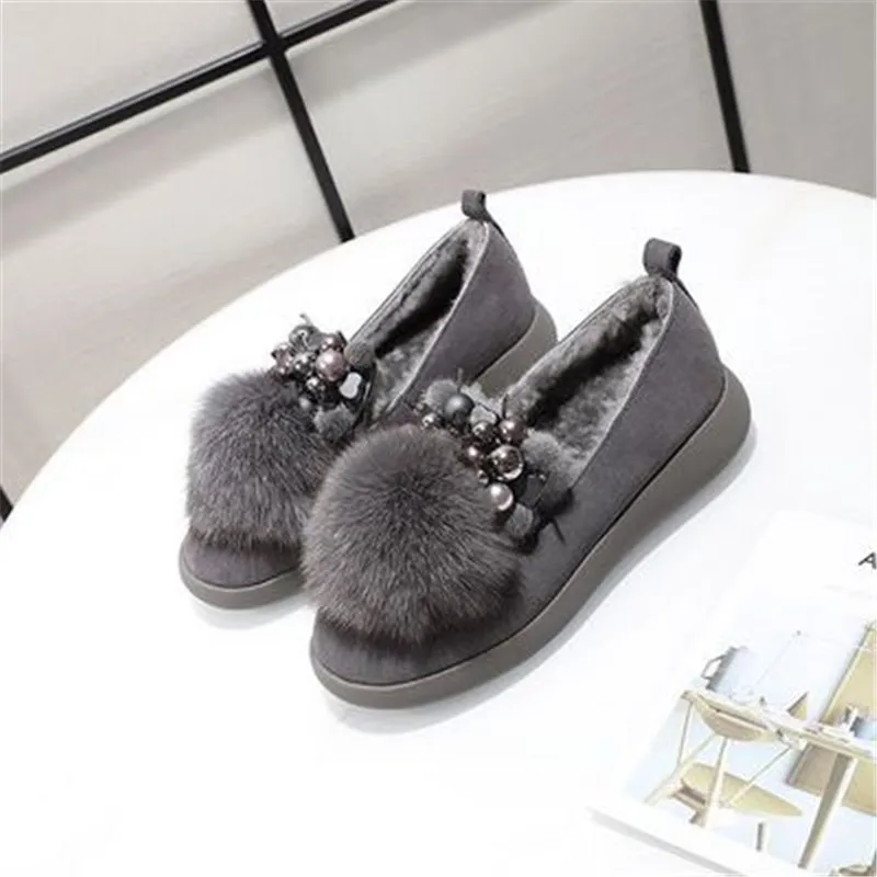Женская обувь на плоской подошве; scarpe donna; зимняя обувь; sapato feminino; обувь с бусинами и цветами; Zapatos De Mujer; женская обувь; женские лоферы из флока - Цвет: AS SHOW