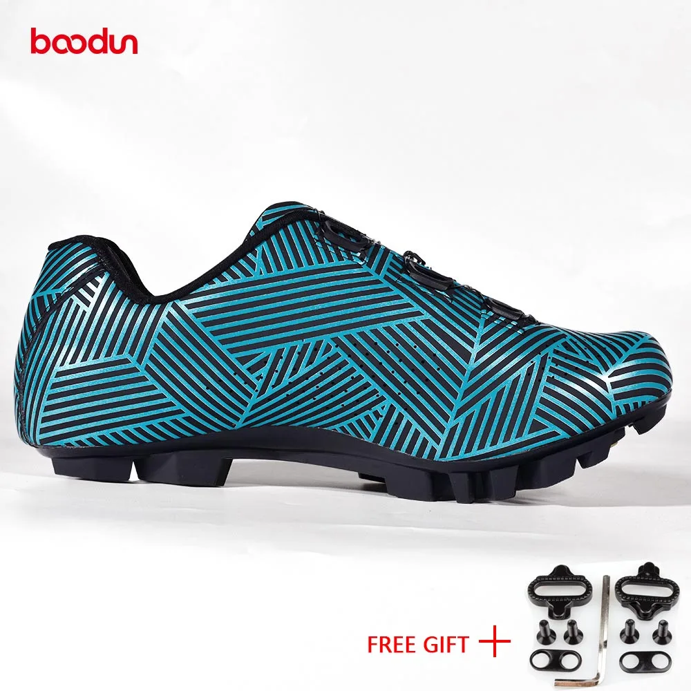 MTB shoes blue Boodun Велосипеды обуви MTB дорожный велосипед Non-Slip Профессиональный гоночный велосипед обувь дышащая Self-фиксирующий башмак мужские спортивные туфли - Цвет: MTB shoes blue