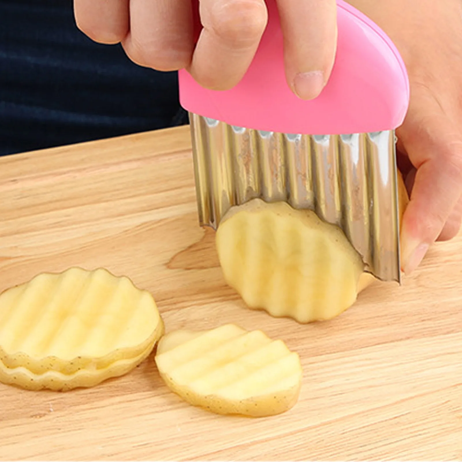 Wavy Edged Tool Wave onion potato slices wrinkled french fries s alad corrugated cutting Chopped Knife Kitchen Gadgets | Дом и сад