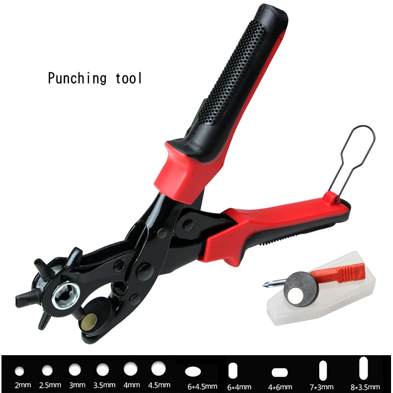 Punching Revolving Leather Punch Plier Punch Hole Tool Puncher for Belts Saddle Watch Bands Strap Shoe Fabric Paper Leathercraft