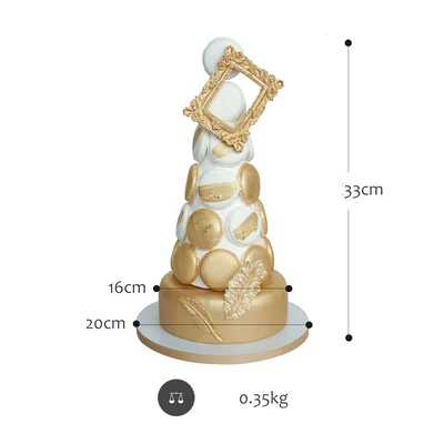 33cm SWEETGO искусственное пирожное, глиняная десертная модель, шампанское золото, 6 дюймов, имитация башни макаруна, украшение дома, витрина для фотосъемки - Цвет: 33cm
