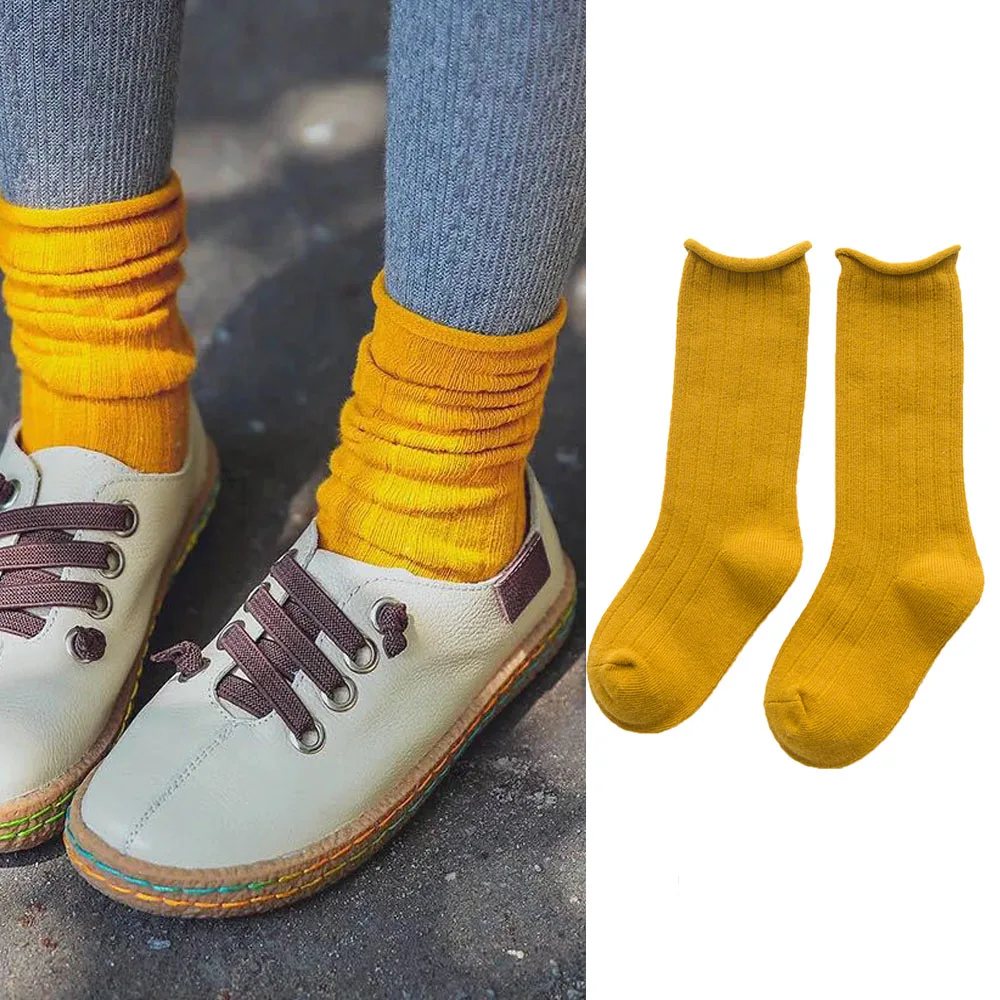 

Spring Autumn Winter Cotton Children Comfortable Breathable Socks Solid Color Baby Girls Knee Socks Casual Outdoor Travel Socks