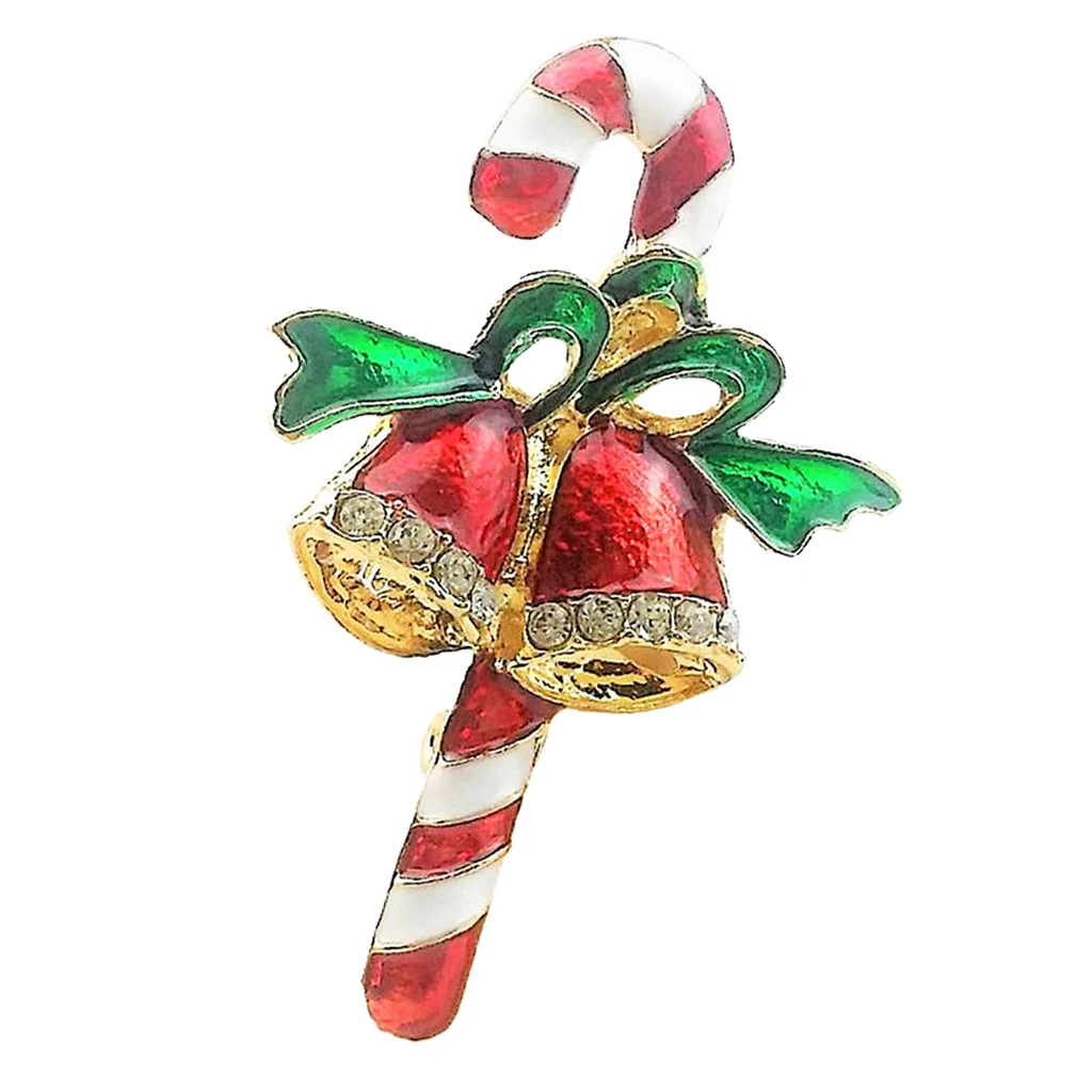 Cartoon Christmas Brooch Lapel Pin Enamel Christmas Themed Walking Stick