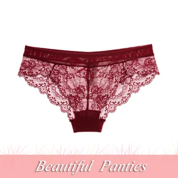 

Women Low Waist Lace Panties Ladies Transparent Underwear Briefs Plus Size Floral Embroidery Sexy Lingerie S M L XL XXL