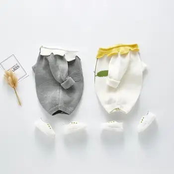 

High Quality Infant bBaby Girl Boy Clothes Spring Autumn Ruffle Rompers Ropa De Bebe Varon Newborn Knitted Long Sleeve Jumpsuit