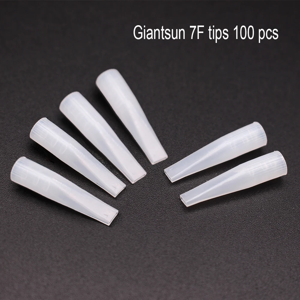 100pcs/lot 7 Flat Tattoo Tips Permanent Makeup Eyebrow/Eyeliner/Lips Giant Sun Machine Tattoo 7F Needle caps